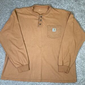 Carhartt Men's Tan Long Sleeve Henley Shirt